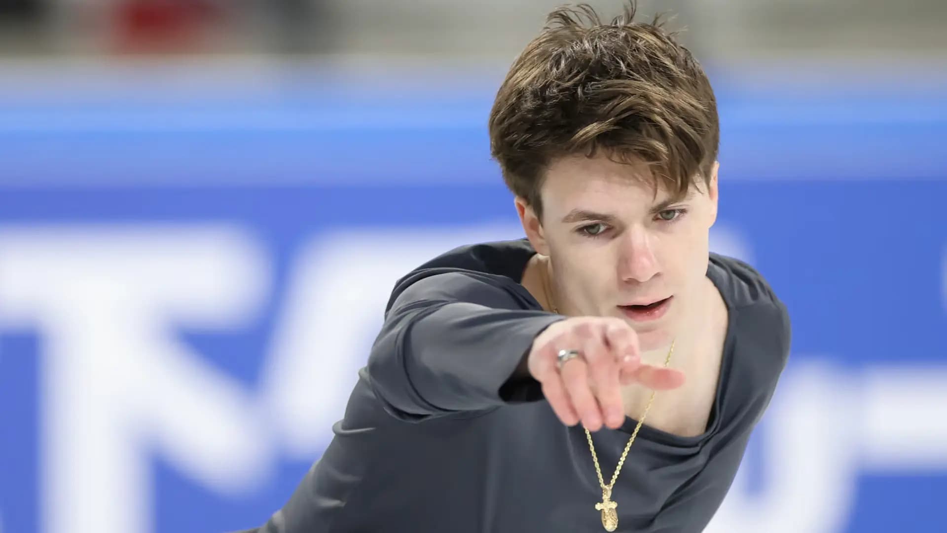 Close up of Maxim Naumov mid-program